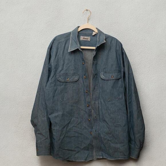 Late 80s early 90s Roebucks chambray shirt - Picture 1 of 4